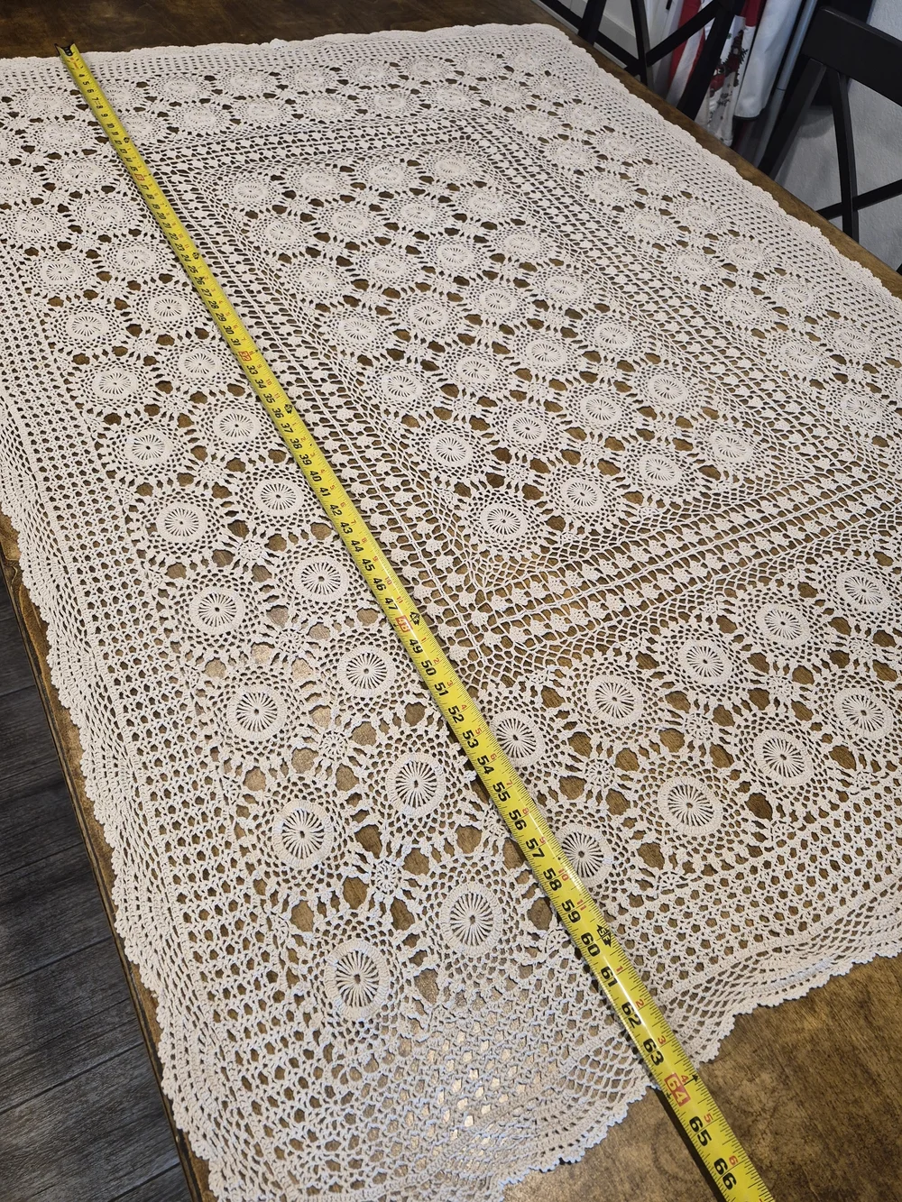 Handmade Crochet Beige Lace Dining Cover